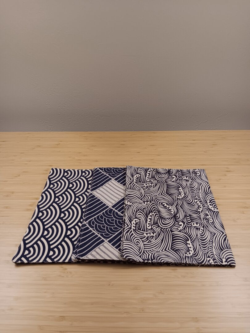 Navy blue and white cotton Japanese Placemats 