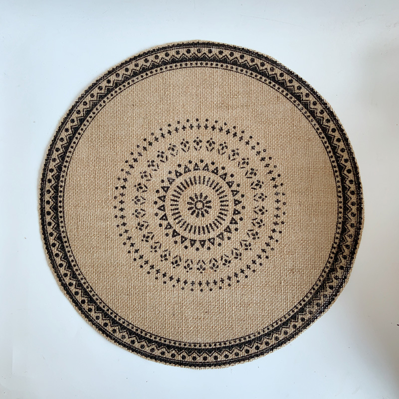 Round Boho Placemats - Vintage Farmhouse - Jute Cotton Hemp