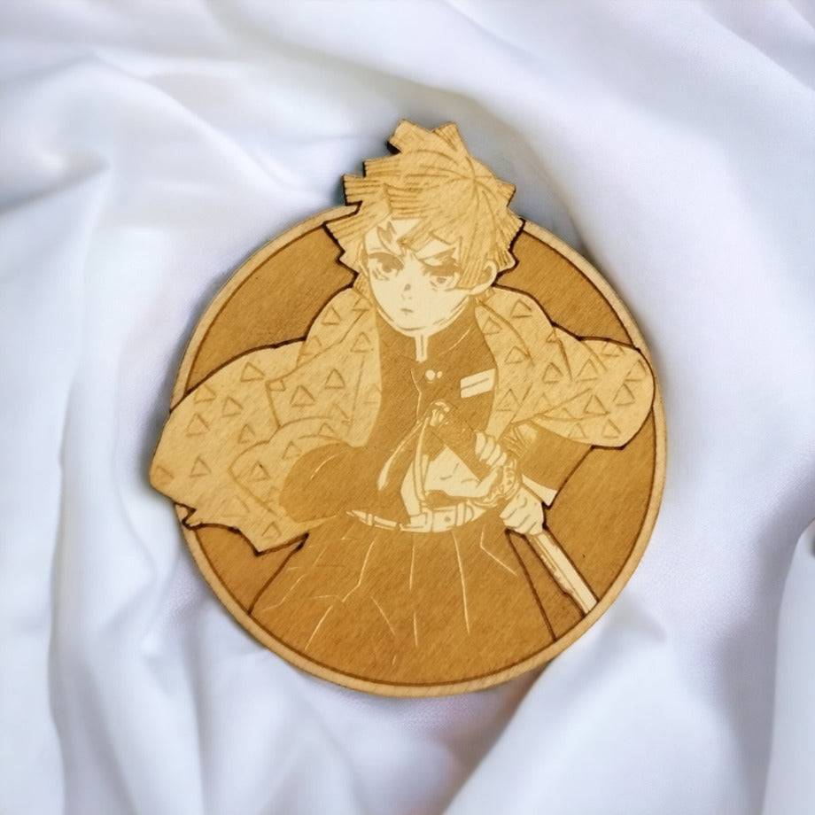 Handcrafted coaster featuring Zenitsu Agatsuma from Demon Slayer anime