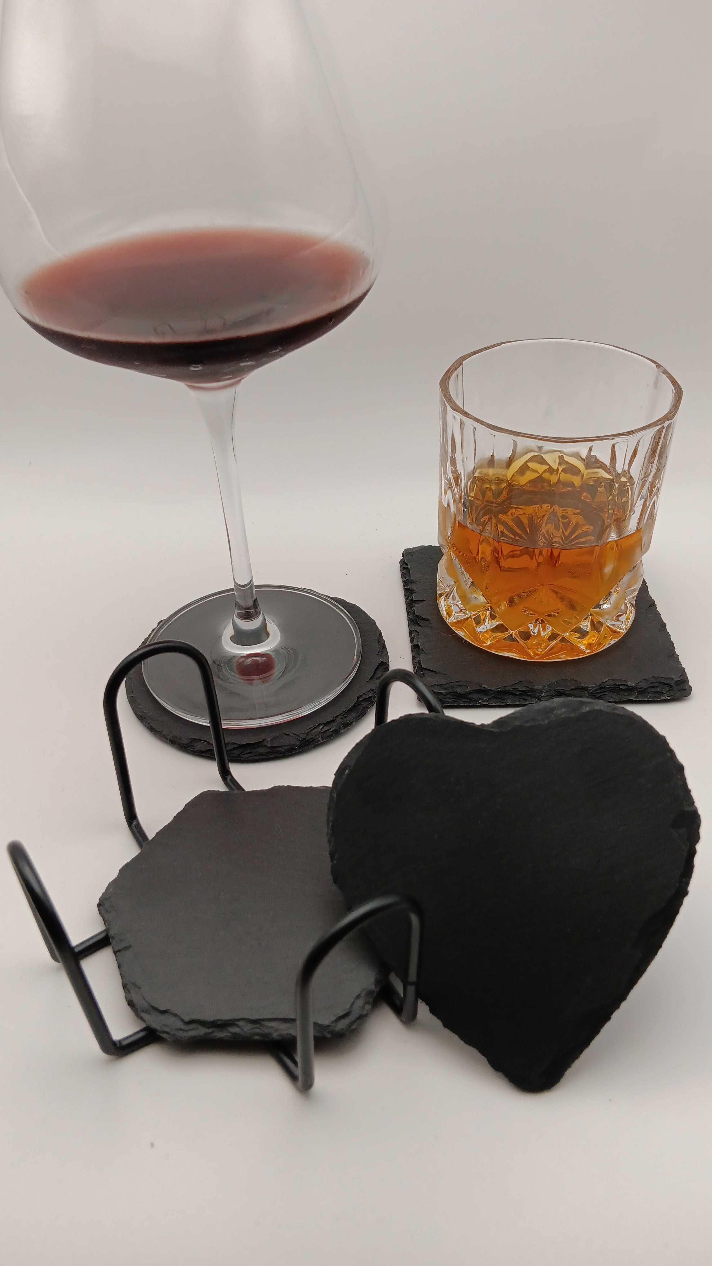 Handmade Stone Blank  Slate Coasters - Set of 4 with Holder