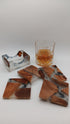 Square Wooden Resin Coasters with Holder - Handmade | DECANTRE