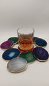 Buy Natural Stone Agate Coasters - Gold Plated Coaster Slice