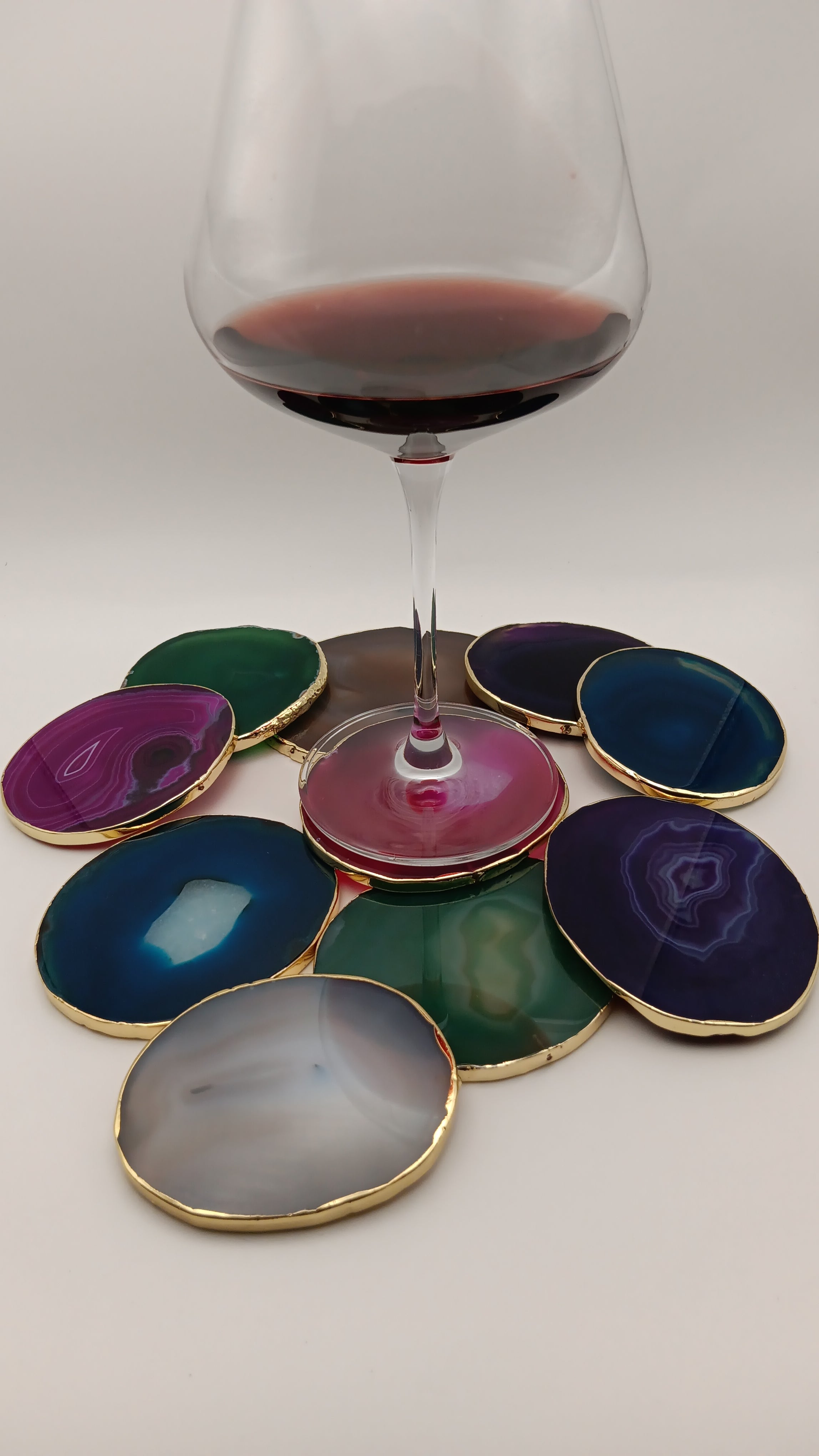 Buy Natural Stone Agate Coasters - Gold Plated Coaster Slice