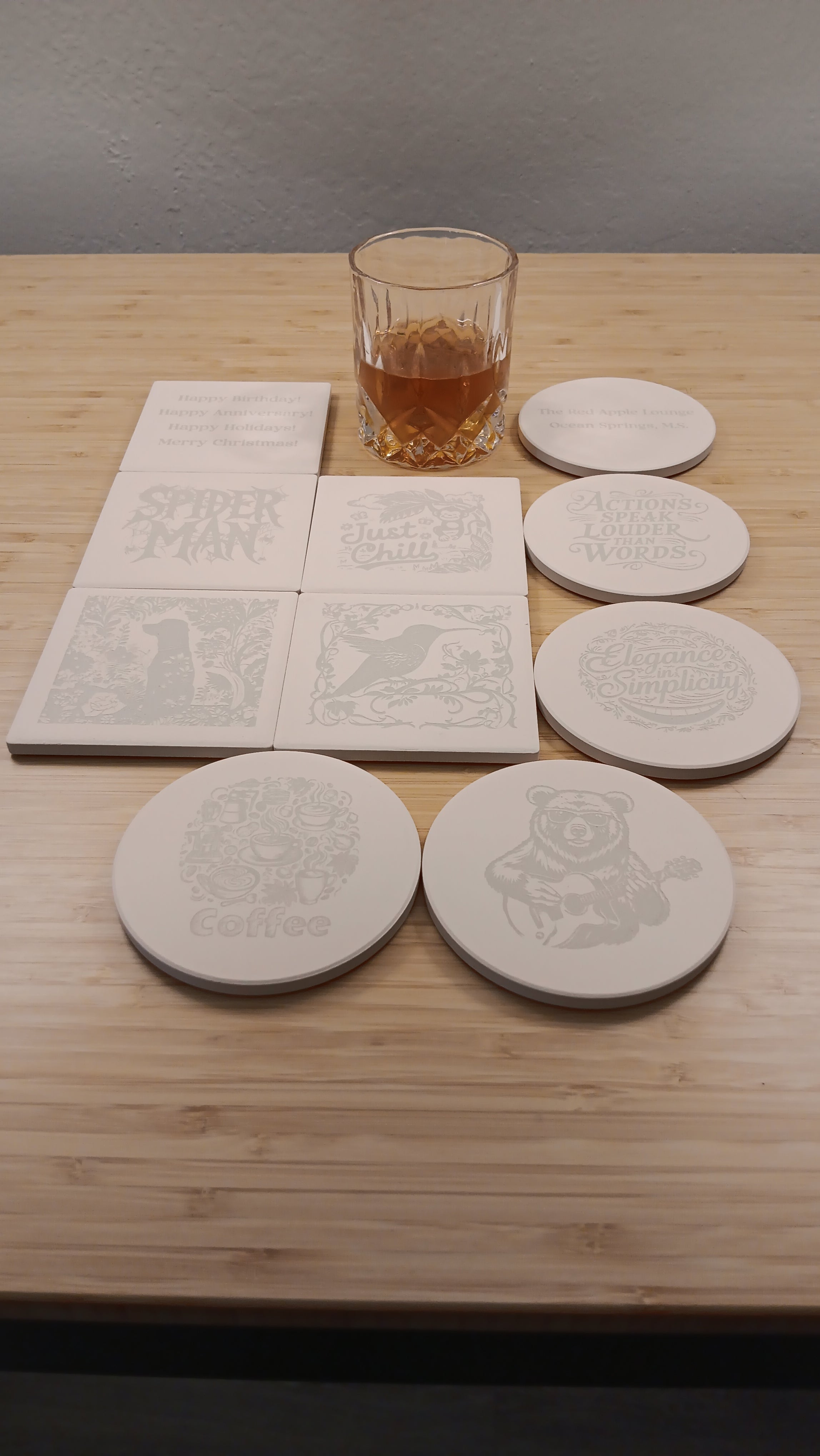 Personalized Ceramic Coasters Bulk Set 10 Custom - Cork Back