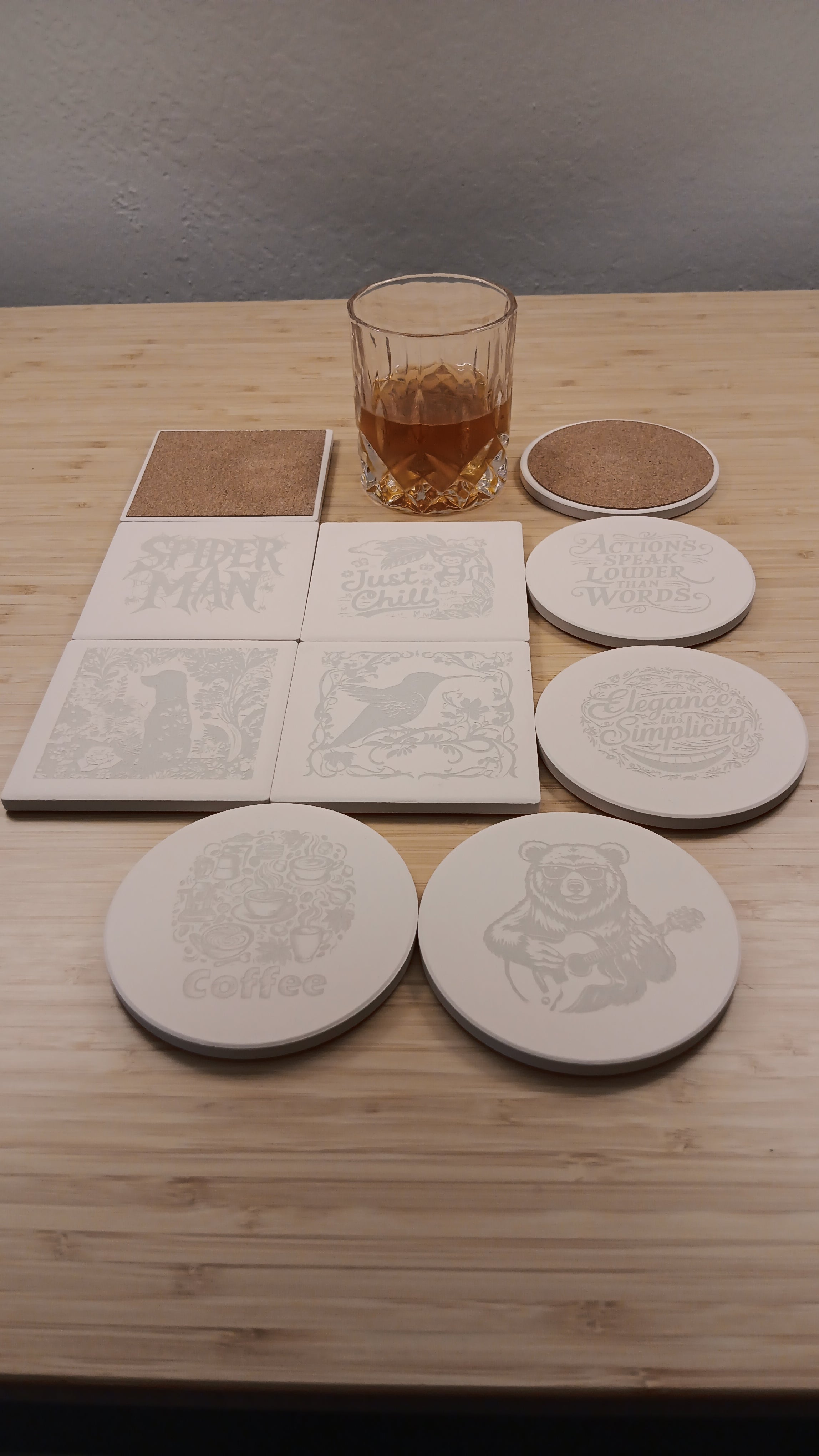 Personalized Ceramic Coasters Bulk Set 10 Custom - Cork Back