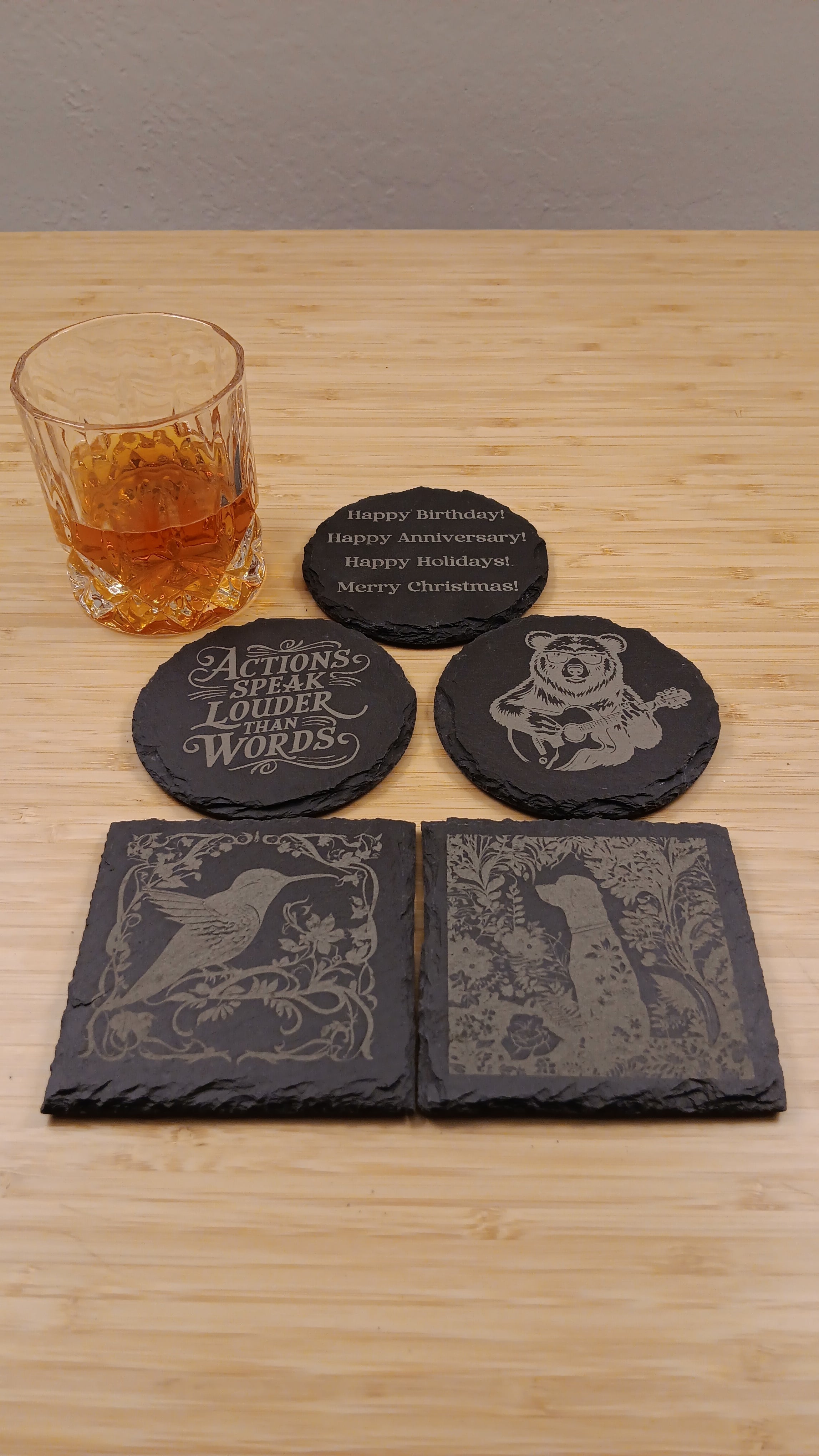 Personalized Slate Coasters Set 8 Laser Engraved Customized