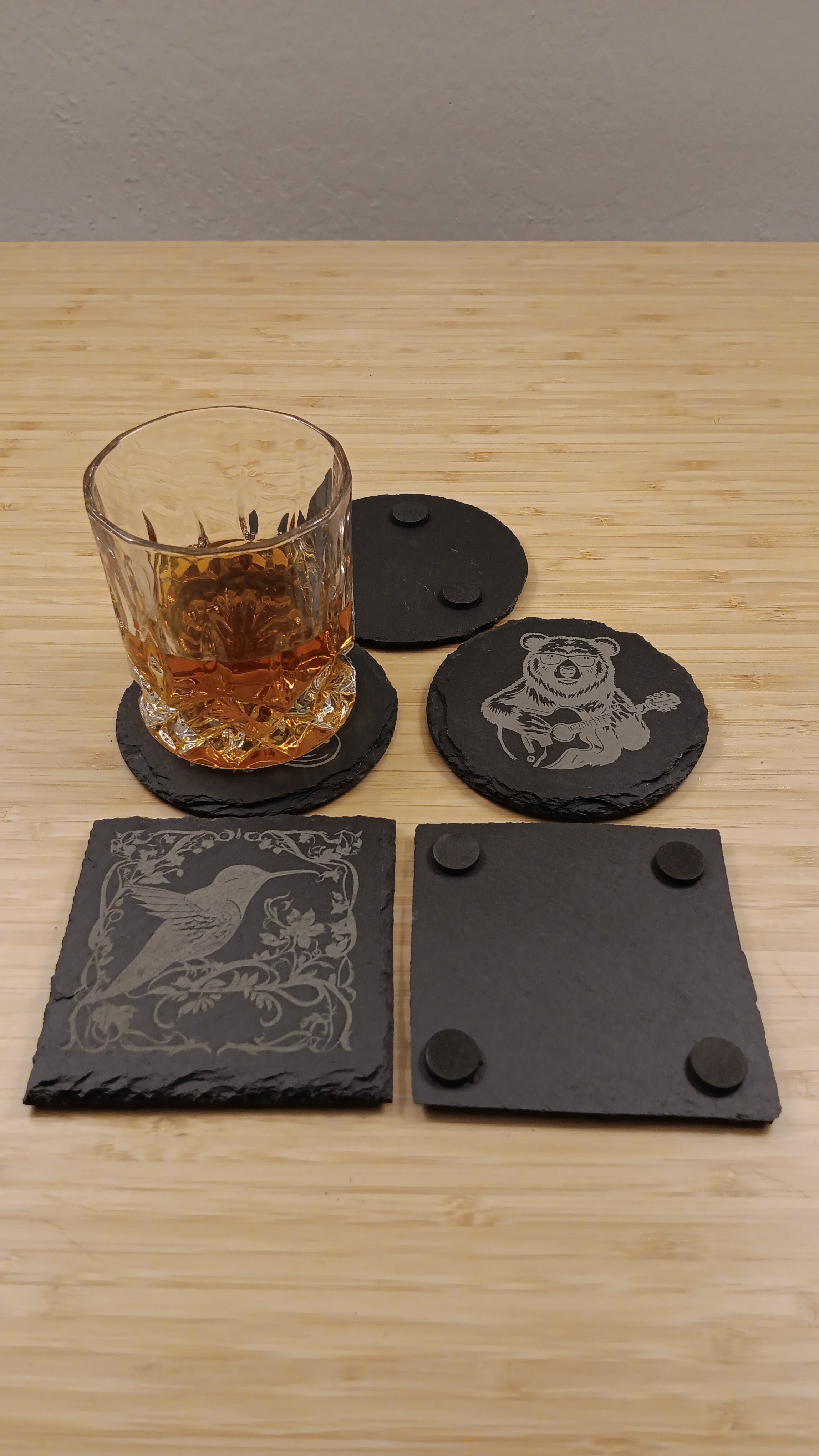 Personalized Slate Coasters Set 8 Laser Engraved Customized