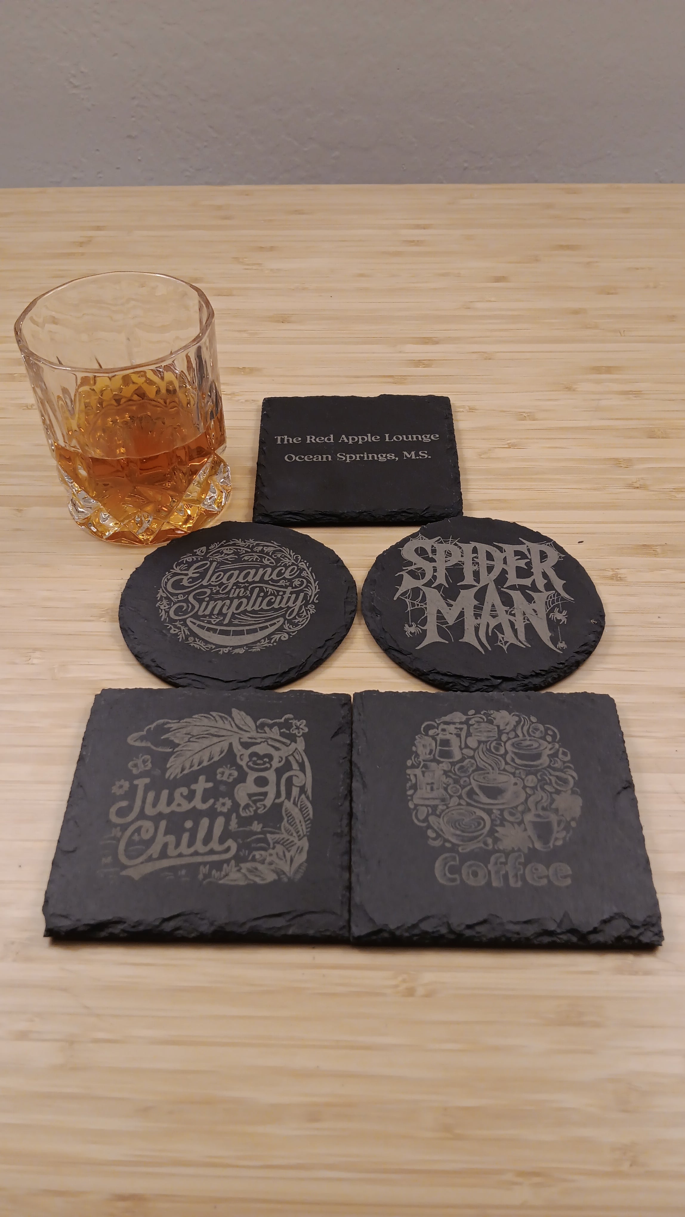 Personalized Slate Coasters Set 8 Laser Engraved Customized