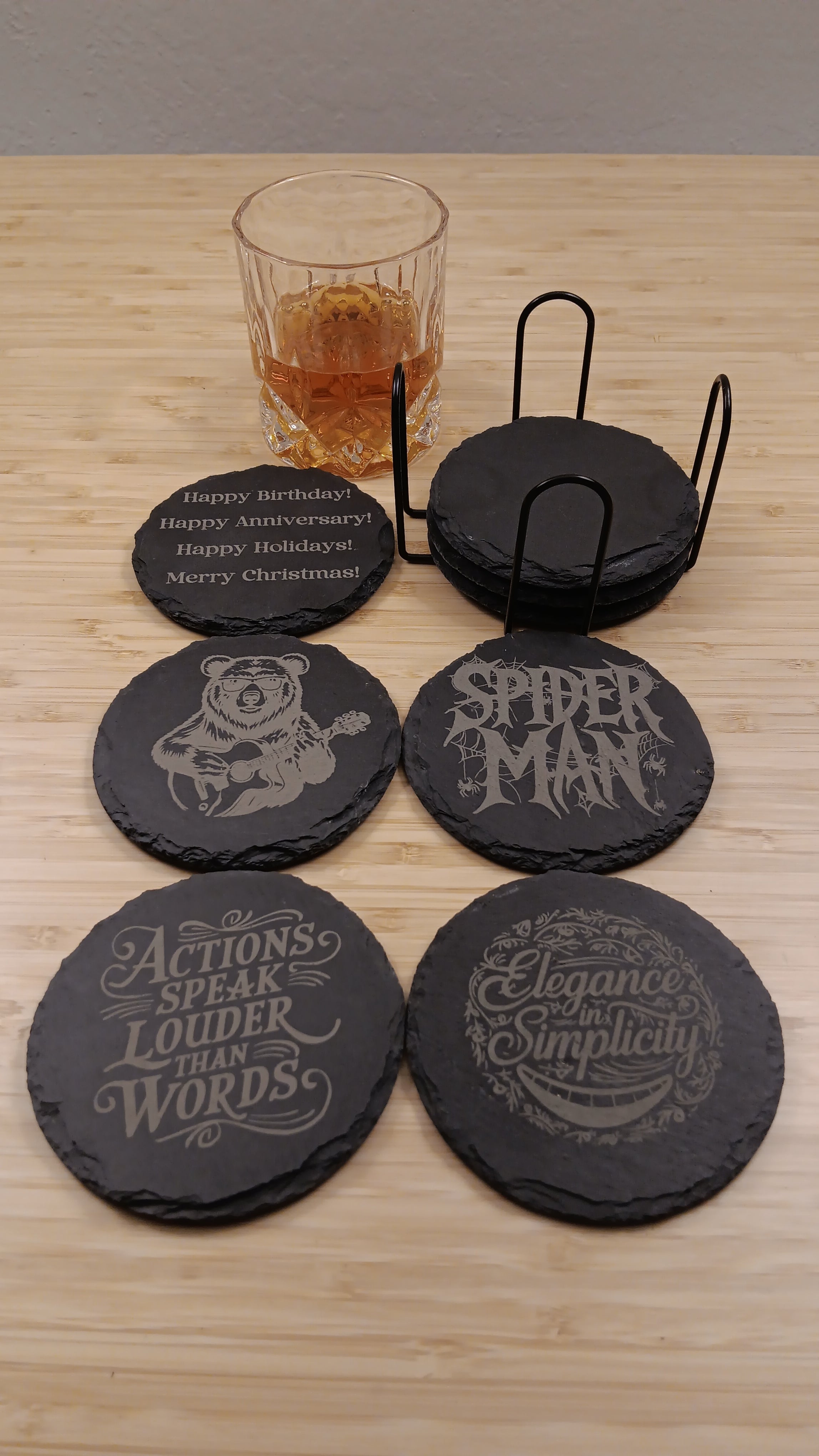 Personalized Slate Coasters Set 8 Laser Engraved Customized