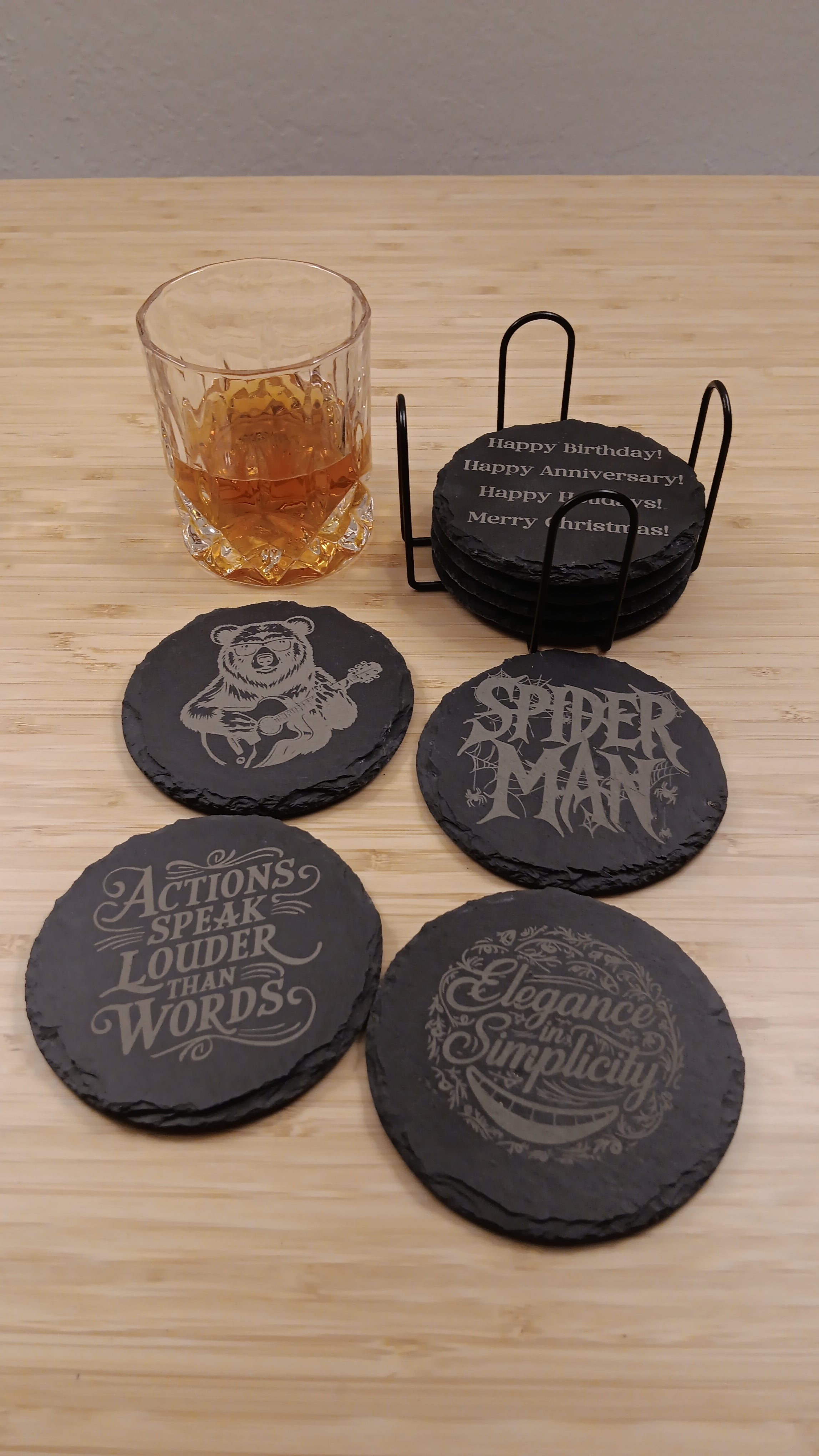 Personalized Slate Coasters Set 8 Laser Engraved Customized