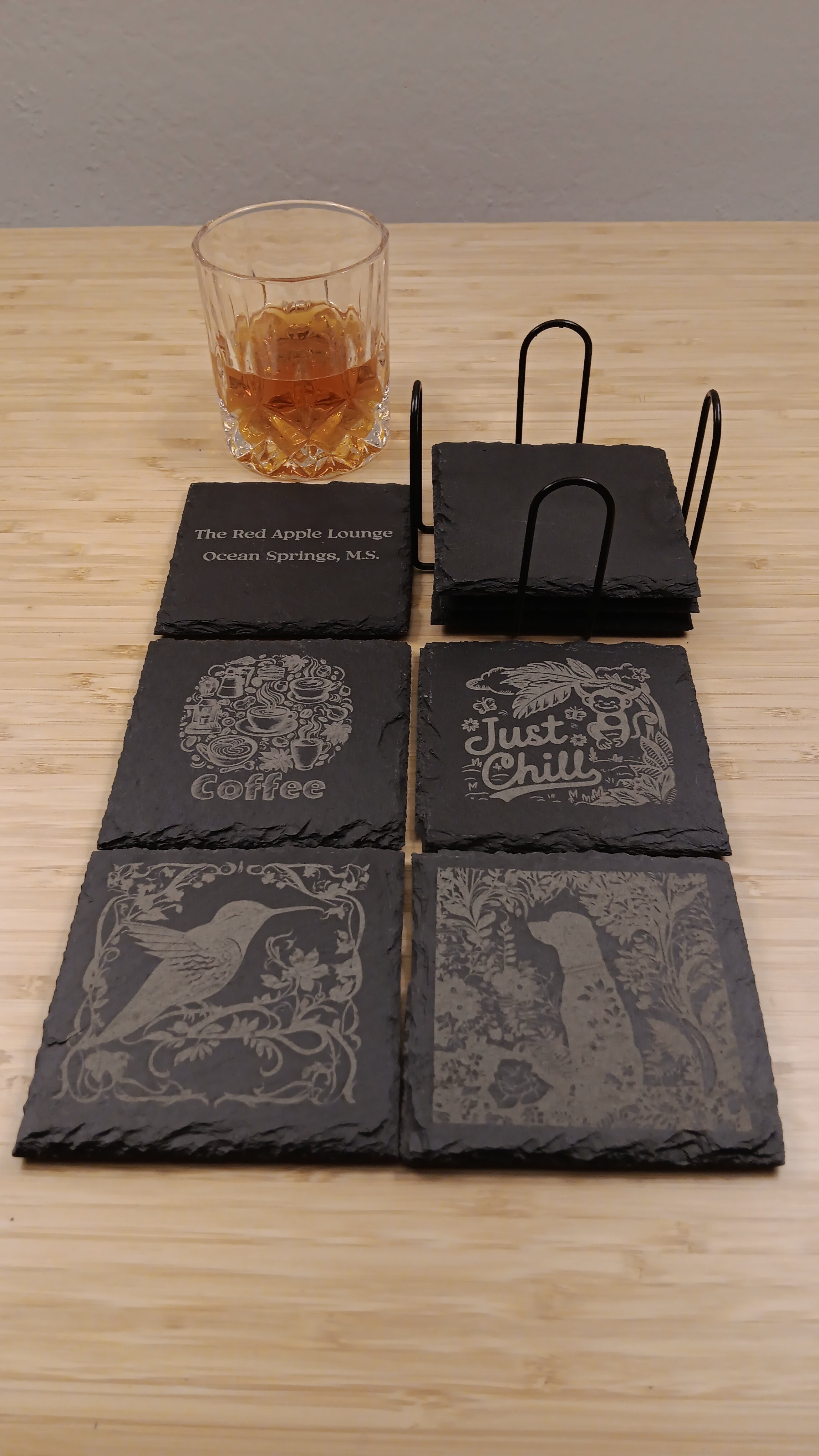 Personalized Slate Coasters Set 8 Laser Engraved Customized