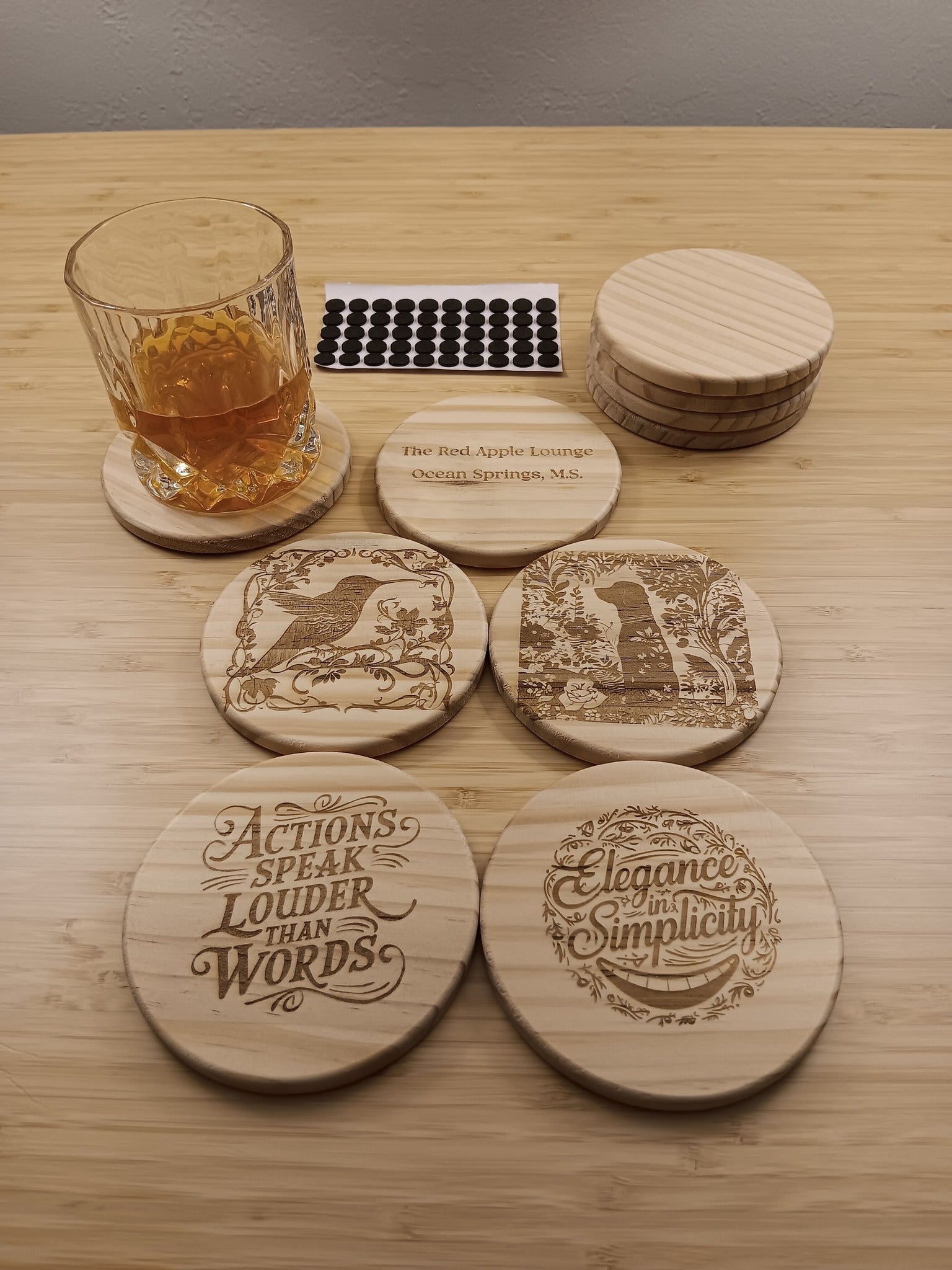 Personalized Wooden Coasters Bulk Set of 10 - Custom Laser