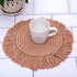 Round Boho Placemats - Thick Cotton Mats in Brown & White