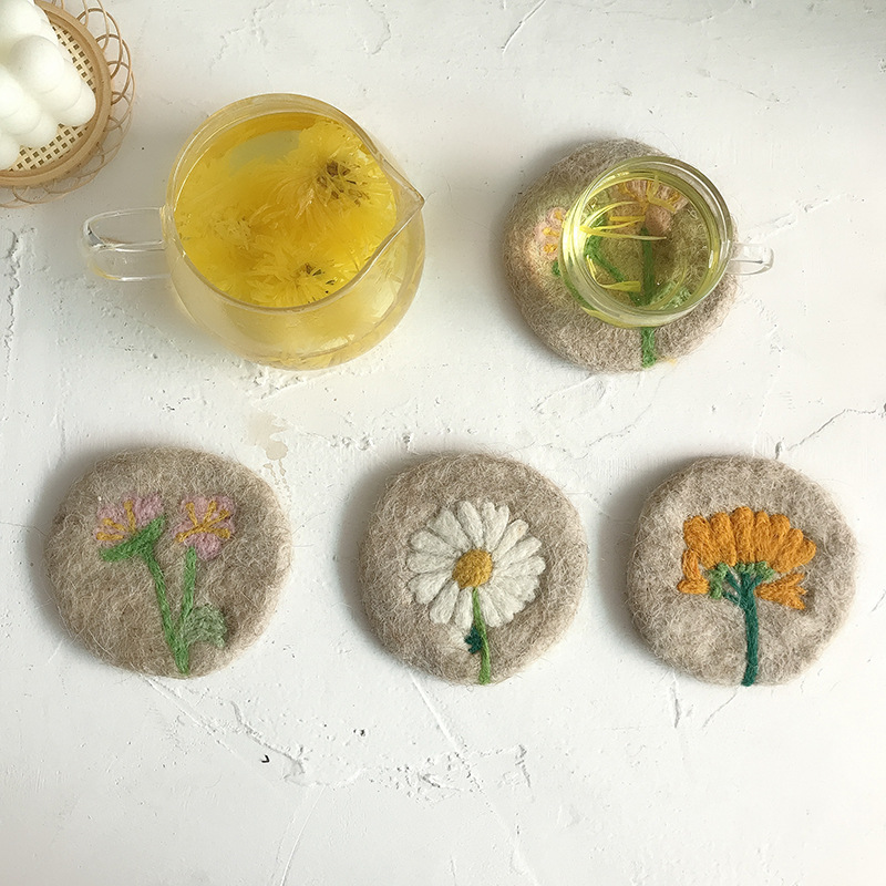 Wool flower coasters