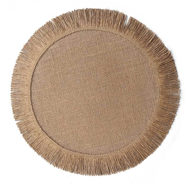 Round Jute Placemats Boho - Christmas Black, Green, Brown