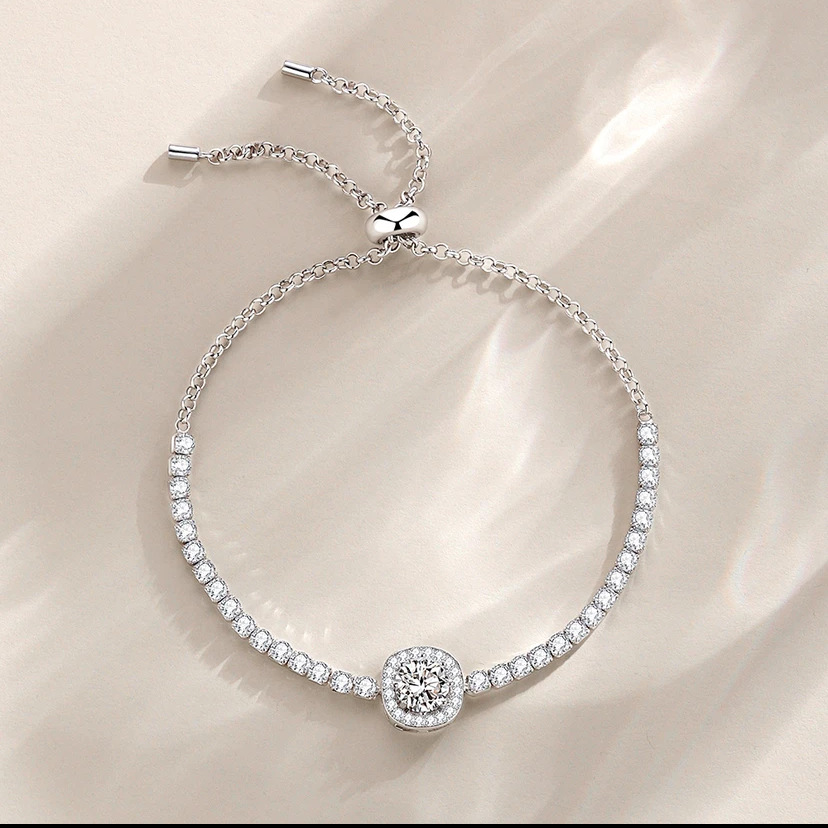 Moissanite Tennis Bracelet Slider 1 Carat - Sterling Silver