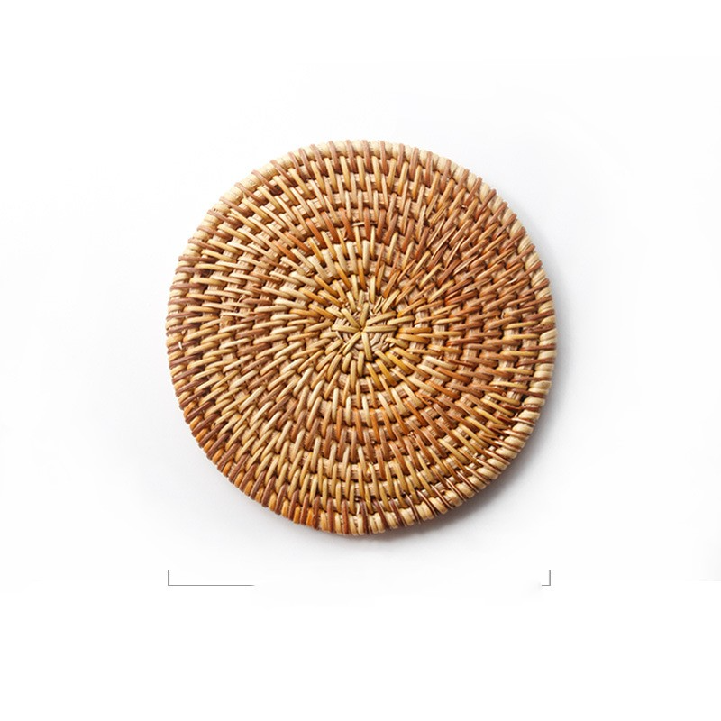 Brown Handmade Wicker Rattan Round Placemat – Stylish Table Mat