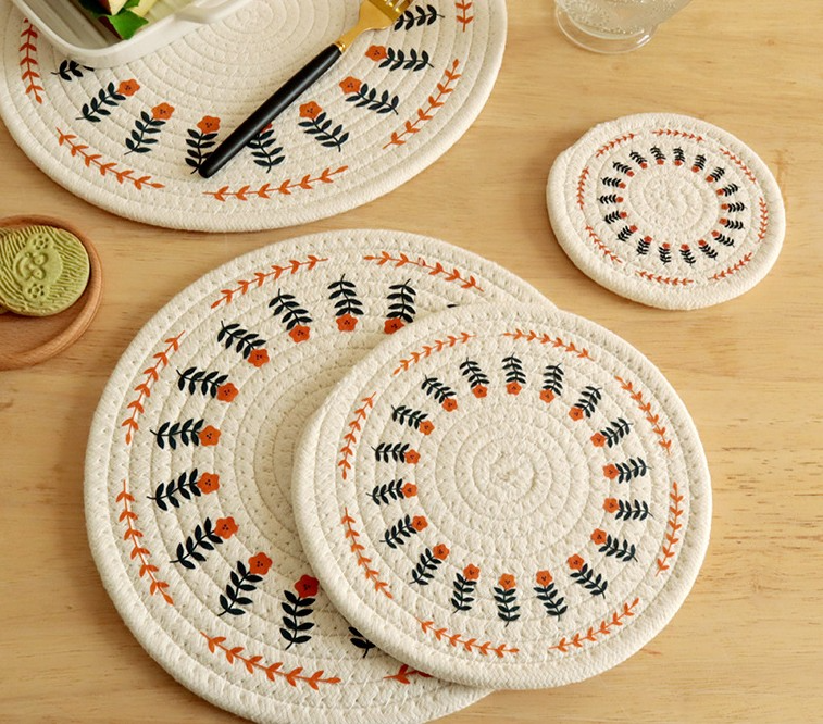 Large Cotton Round Placemats - Kitchen and Dining Table Mats