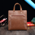 Men's PU Leather Zippered Tote Bags - Brown Black - DECANTRE