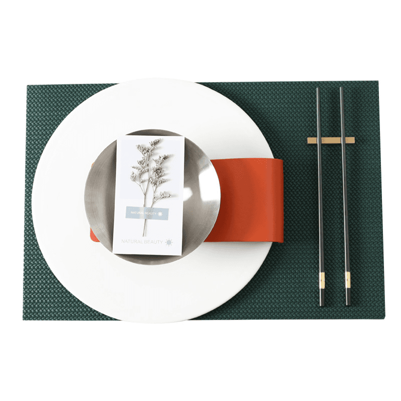 Dark Green Leather Placemats in Blue and Gray – Waterproof and Stylish