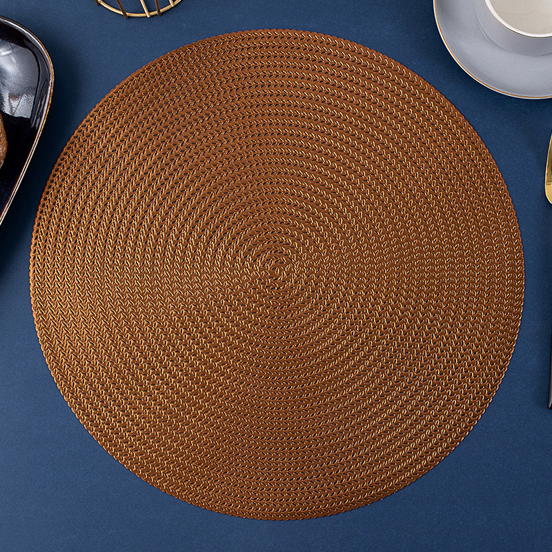 Round Modern Vinyl Placemats: Gold PVC Non-Slip Table Mats