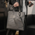 Men's PU Leather Zippered Tote Bags - Brown Black - DECANTRE