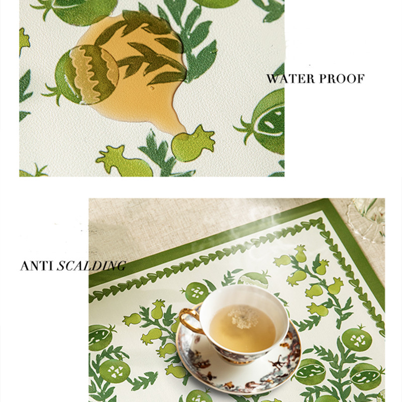 Buy Thick Green Leather Waterproof and Oil-Proof Placemats