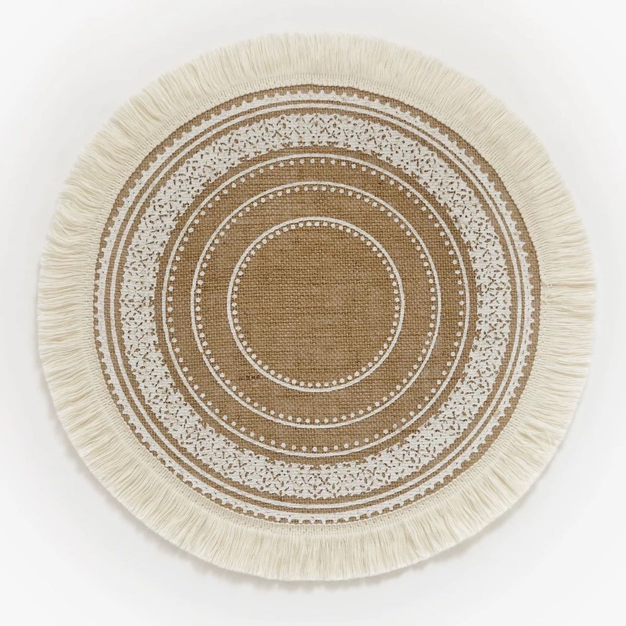 Round Boho Placemats - Vintage Farmhouse - Jute Cotton Hemp