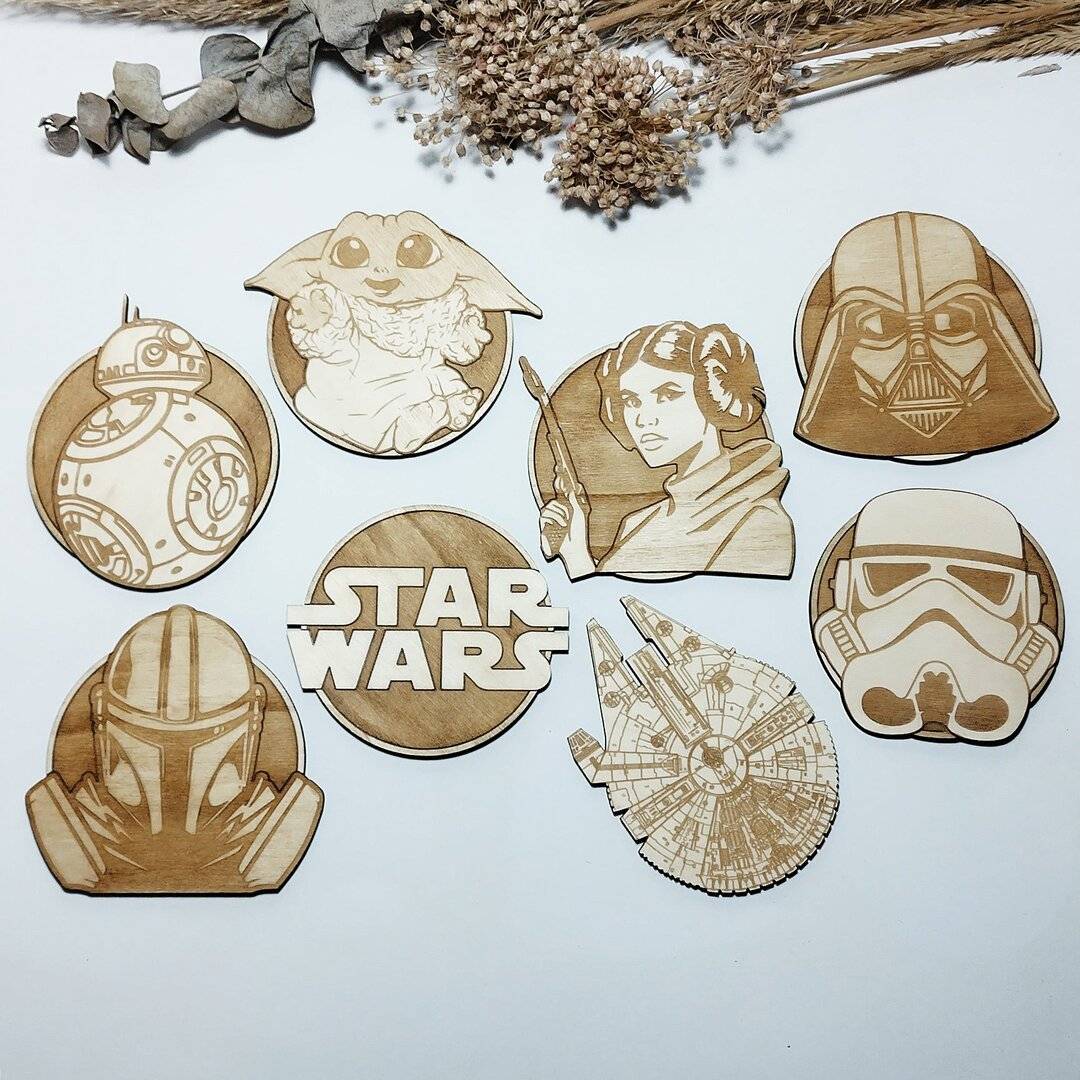 Star Wars Wooden Coasters - Set of 8 - Handcrafted natural poplar wood coasters