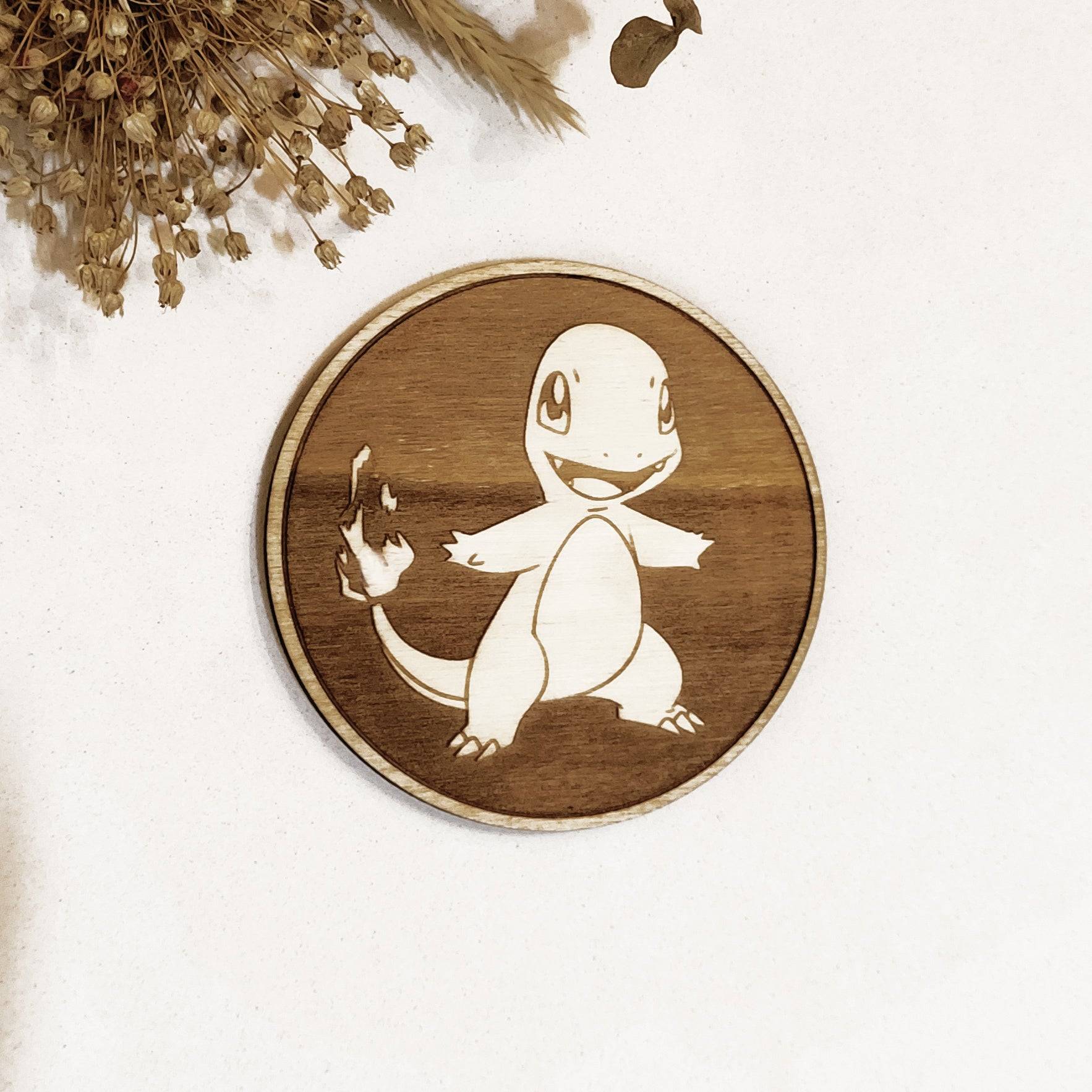 Personalized Pokemon Wooden Coasters - Laser Engraved Custom