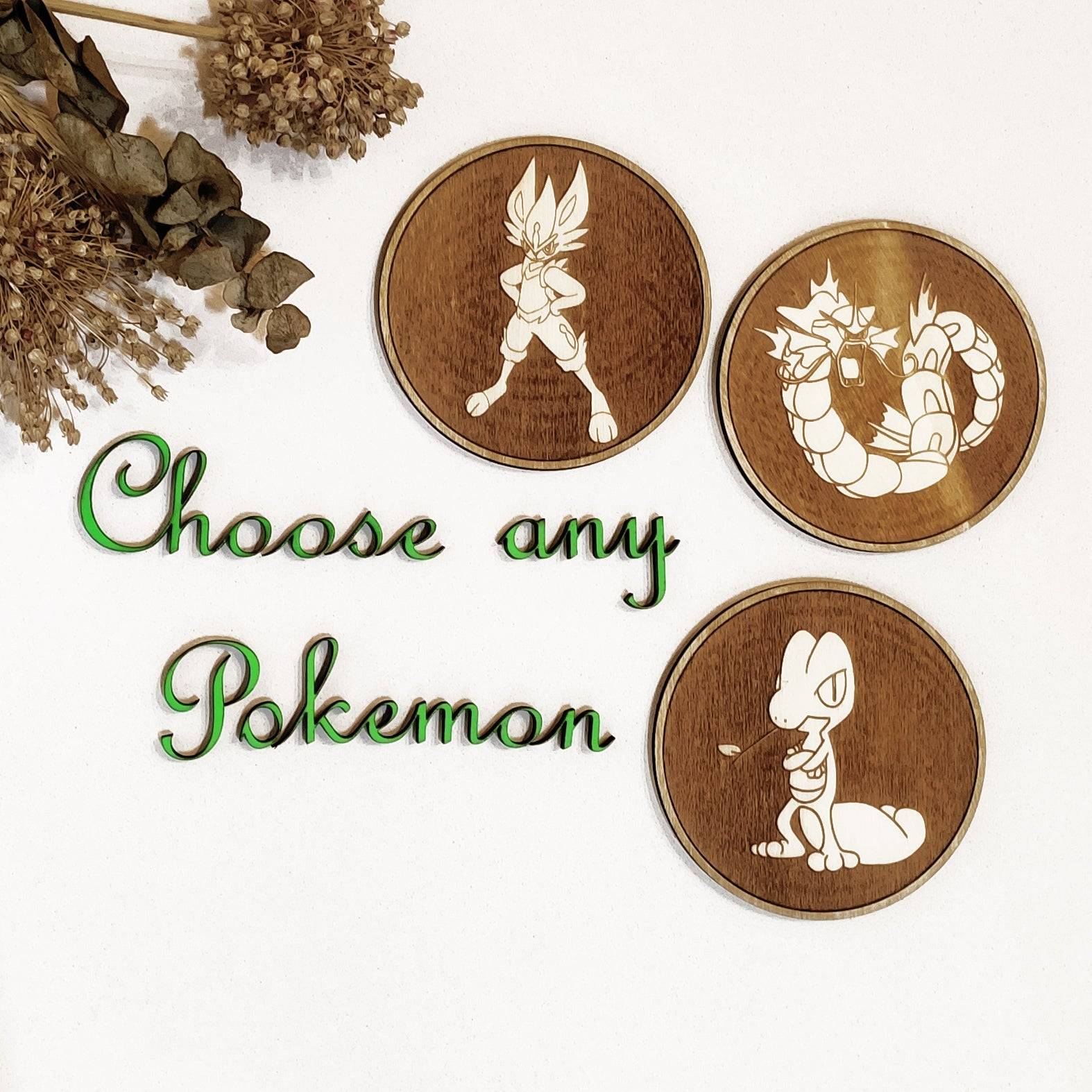 Set of 6 Pokemon Wooden Coasters - Handmade Gift - Housewarming - Wood Kitchenware-8