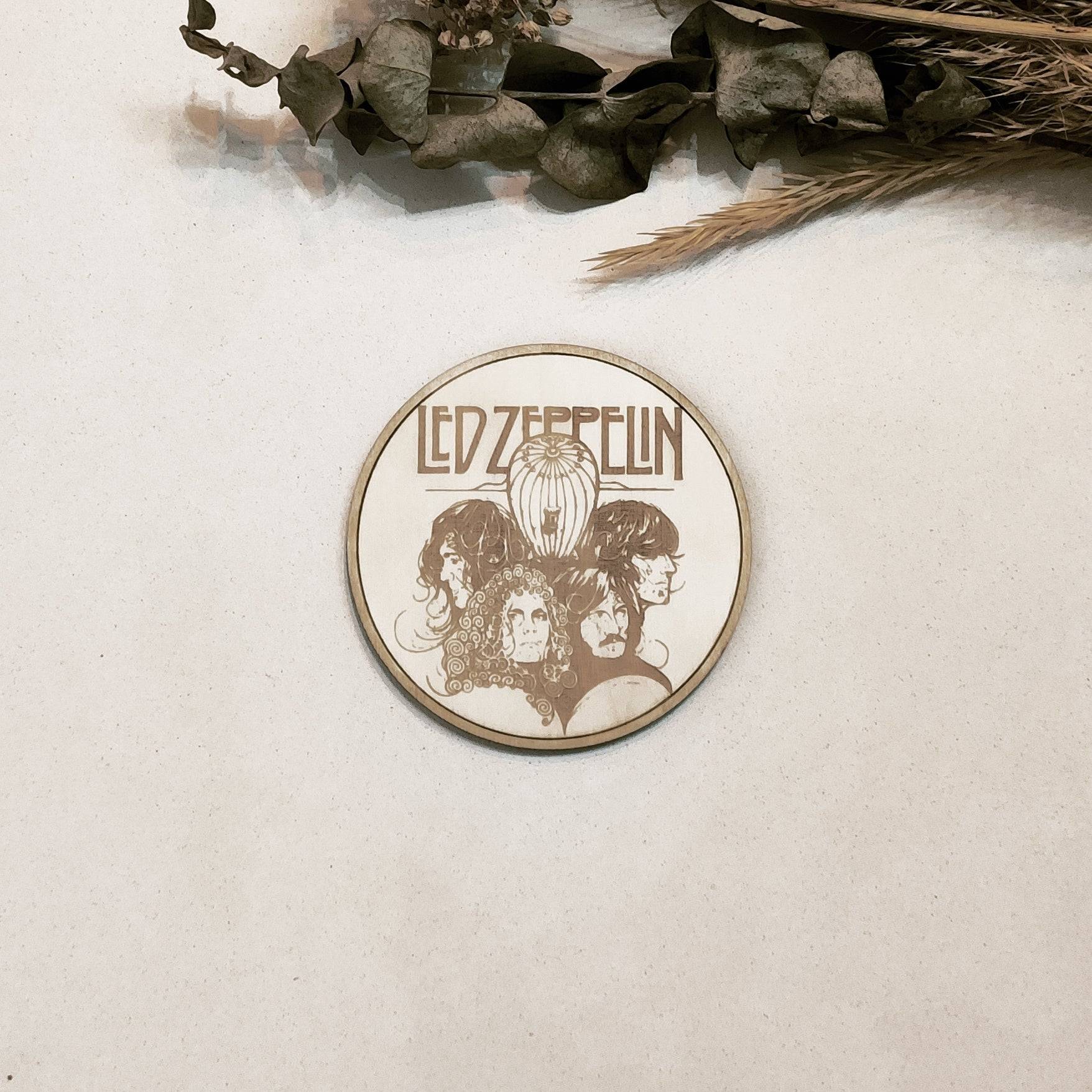 Set of 6 Led Zeppelin Wooden Coasters - Handmade Gift - Housewarming - Wood Kitchenware-6