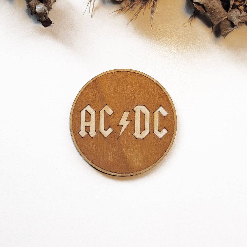 Wooden Coasters featuring AC DC - Handmade Gift for Housewarming and Wood Kitchenware