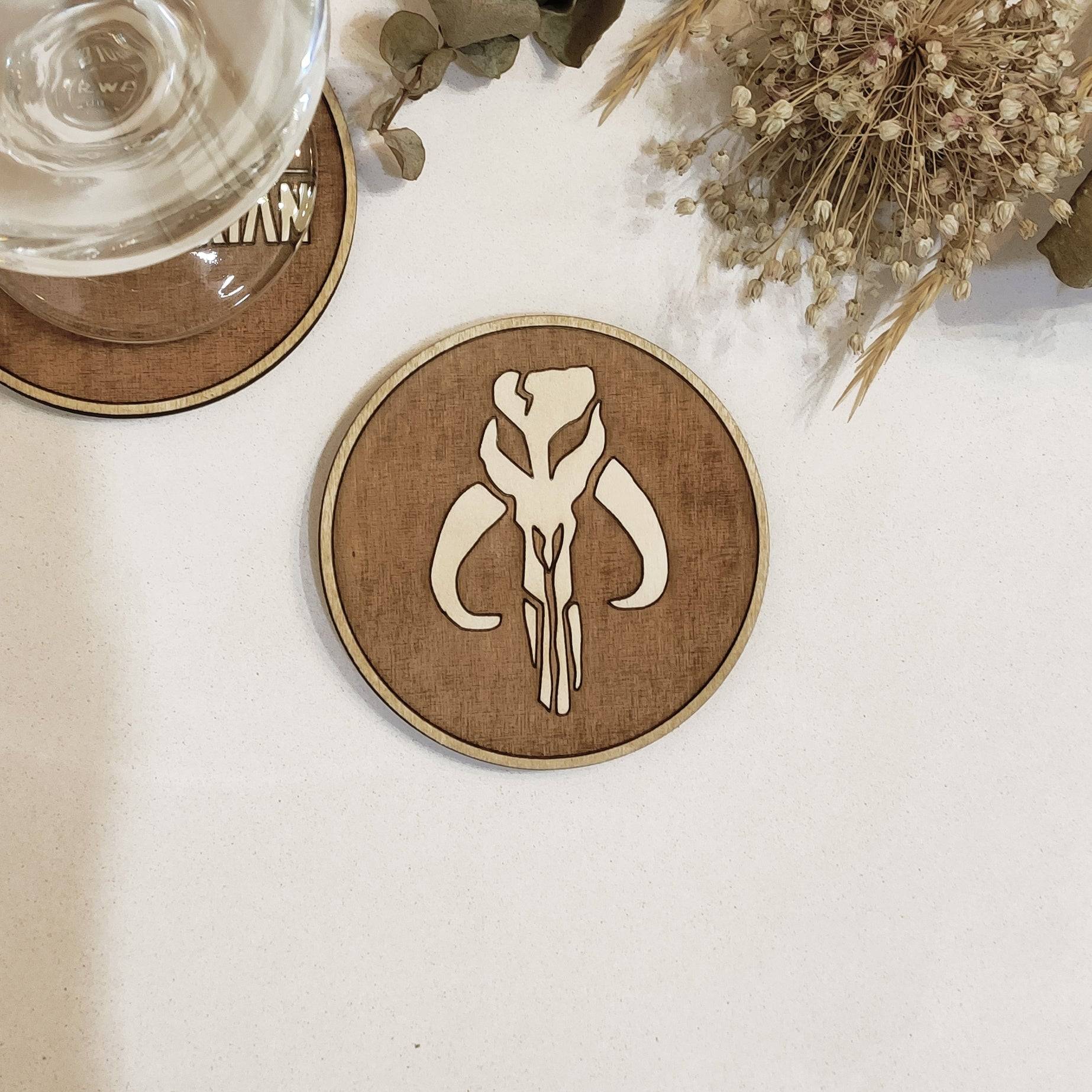 Set of 6 The Mandalorian Wooden Coasters - Handmade Gift - Housewarming - Wood Kitchenware-4