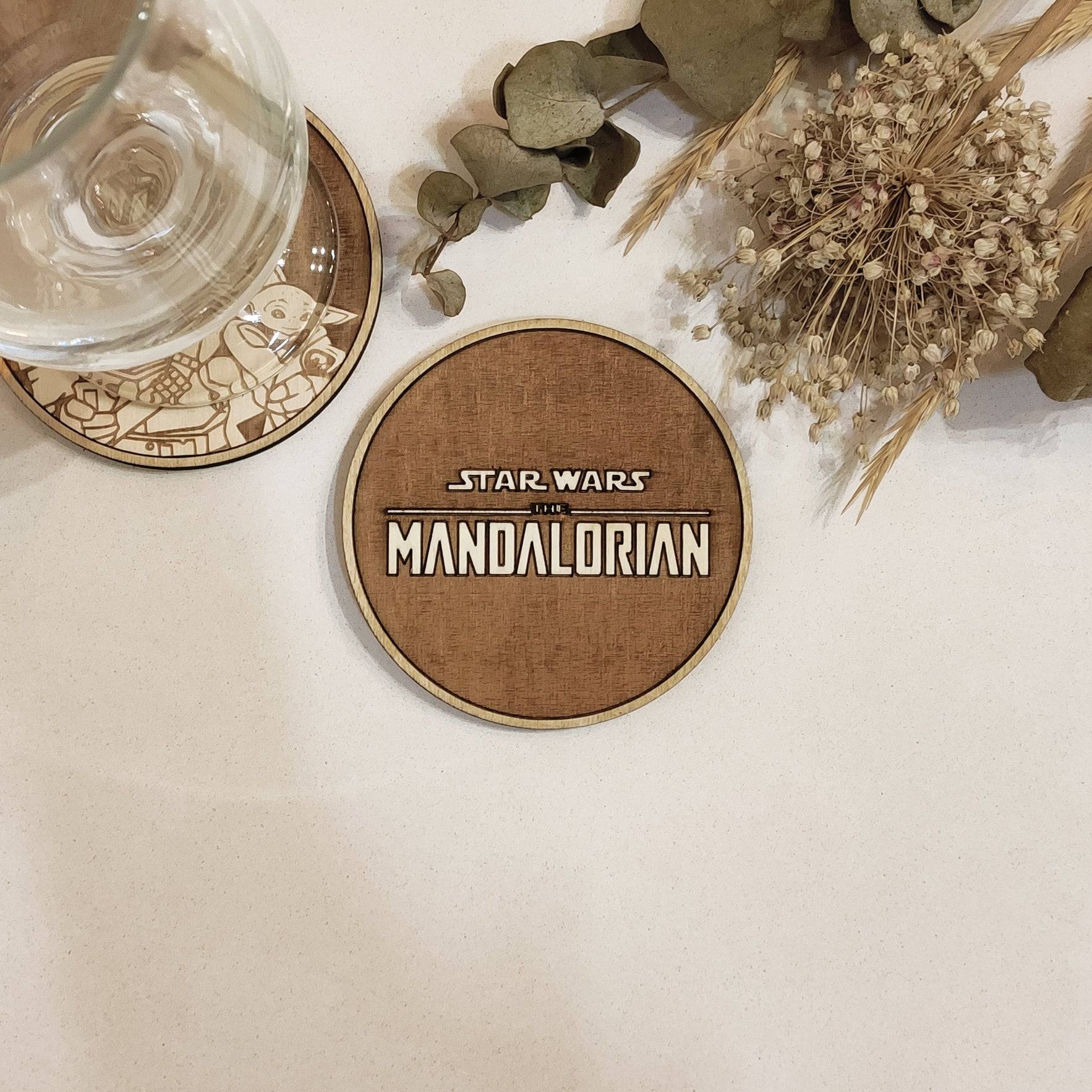 Set of 6 The Mandalorian Wooden Coasters - Handmade Gift - Housewarming - Wood Kitchenware-7