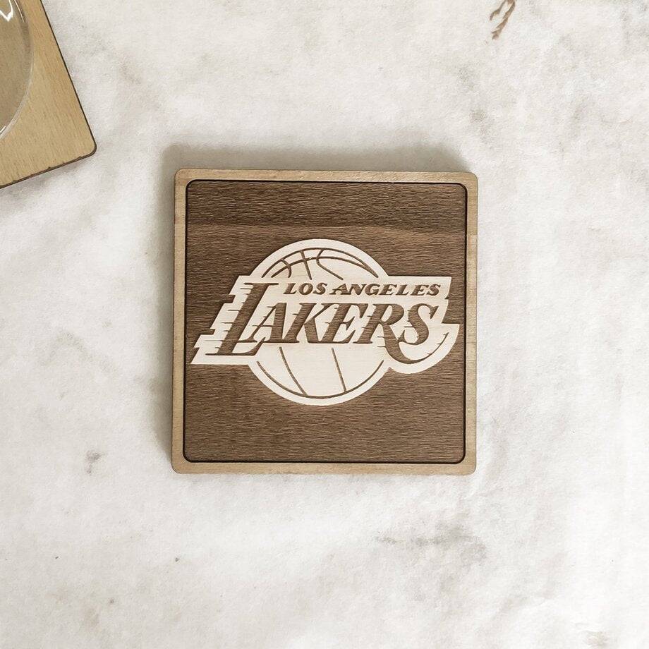 Wooden Coasters featuring Los Angeles Lakers design - Handmade Gift for Housewarming - Wood Kitchenware