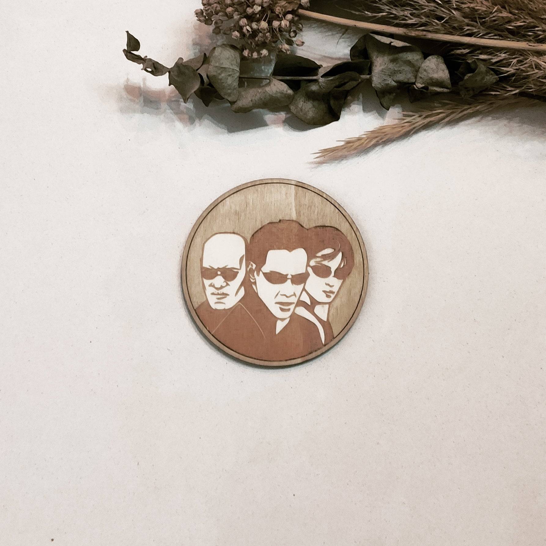 Set of 4 The Matrix Wooden Coasters - Handmade Gift - Housewarming - Wood Kitchenware-2