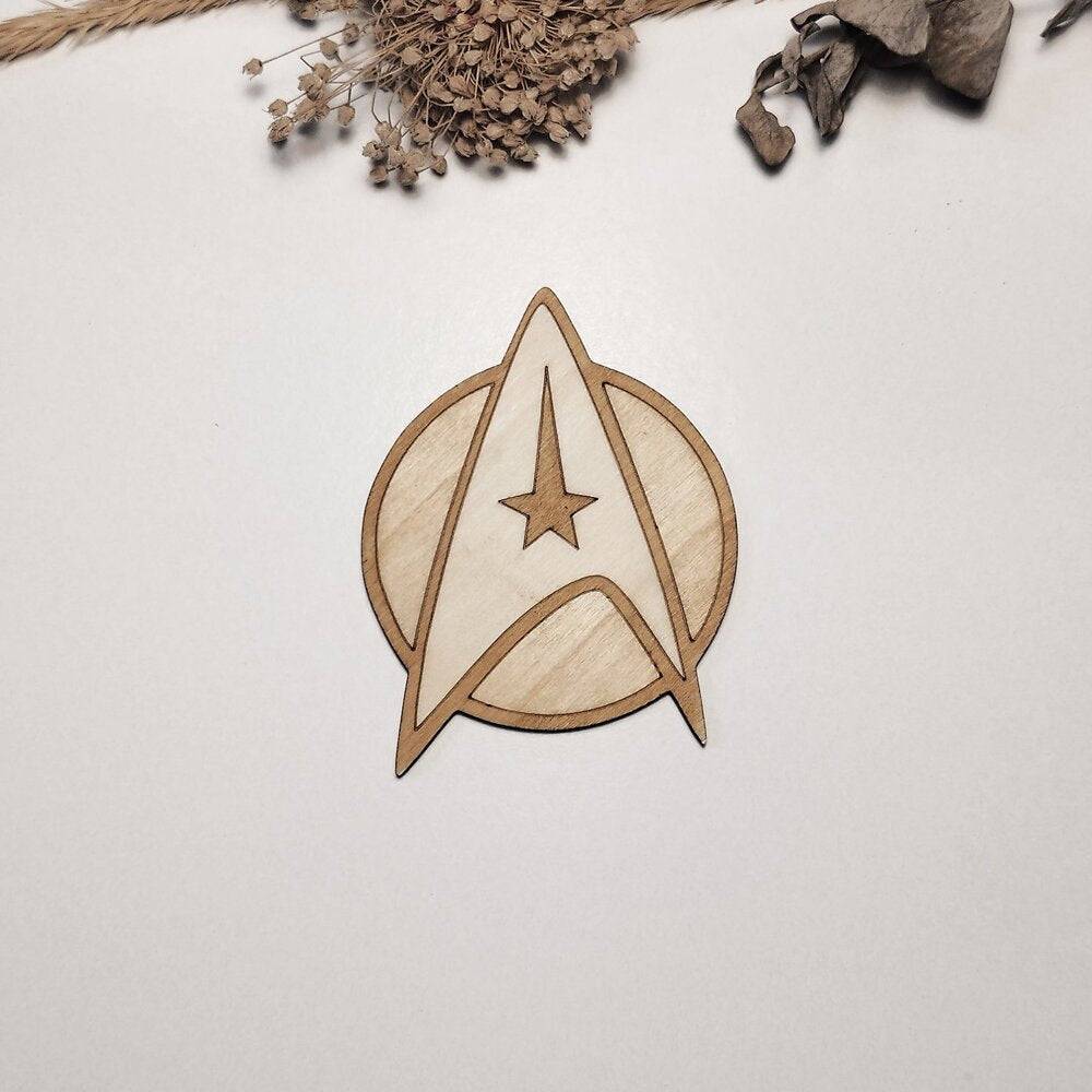 Unique handmade coasters with sci-fi designs from the Star Trek series ranks Starfleet uniform