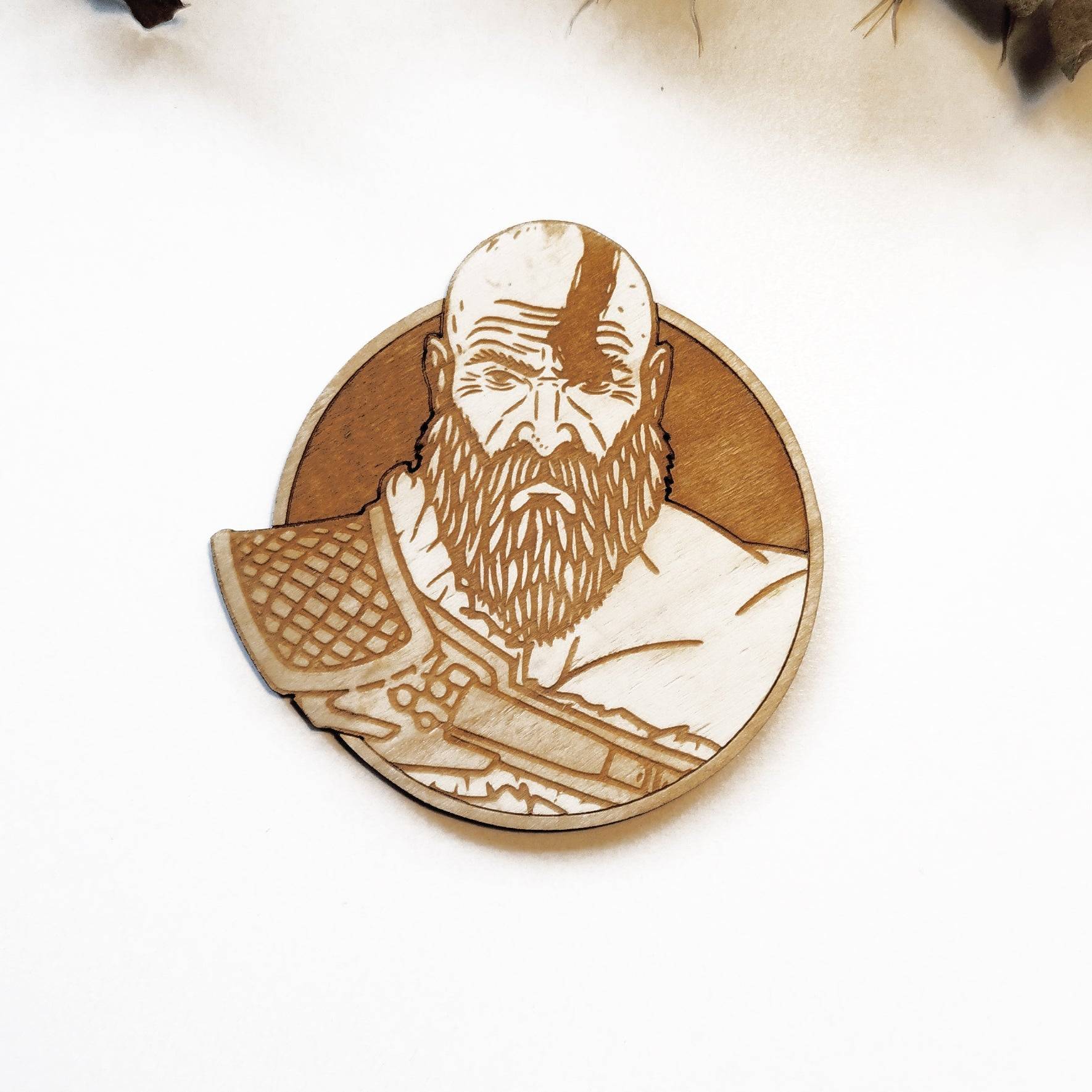 Set of 6 God of War Wooden Coasters - Handmade Gift - Housewarming - Wood Kitchenware-4