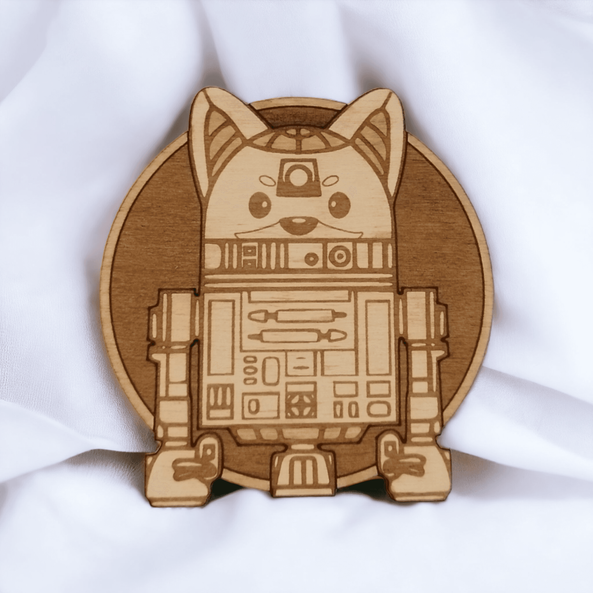 Set of 6 Star Wars Cat Wooden Coasters - Handmade Gift - Housewarming - Wood Kitchenware - Baby Yoda - The Mandalorian-1