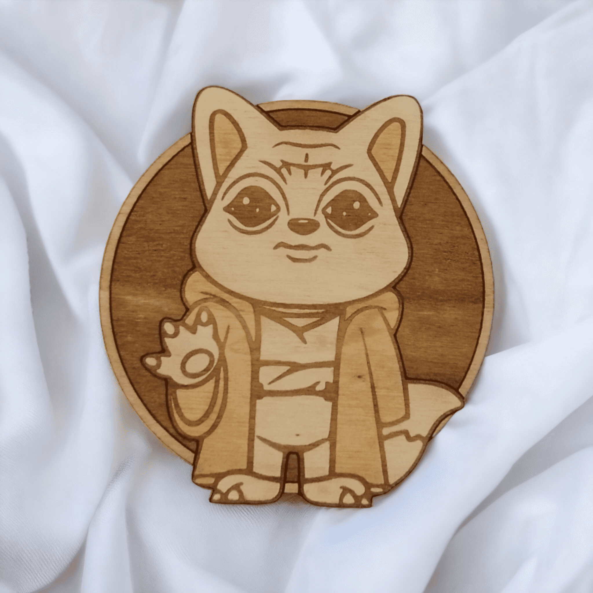 Set of 6 Star Wars Cat Wooden Coasters - Handmade Gift - Housewarming - Wood Kitchenware - Baby Yoda - The Mandalorian-2