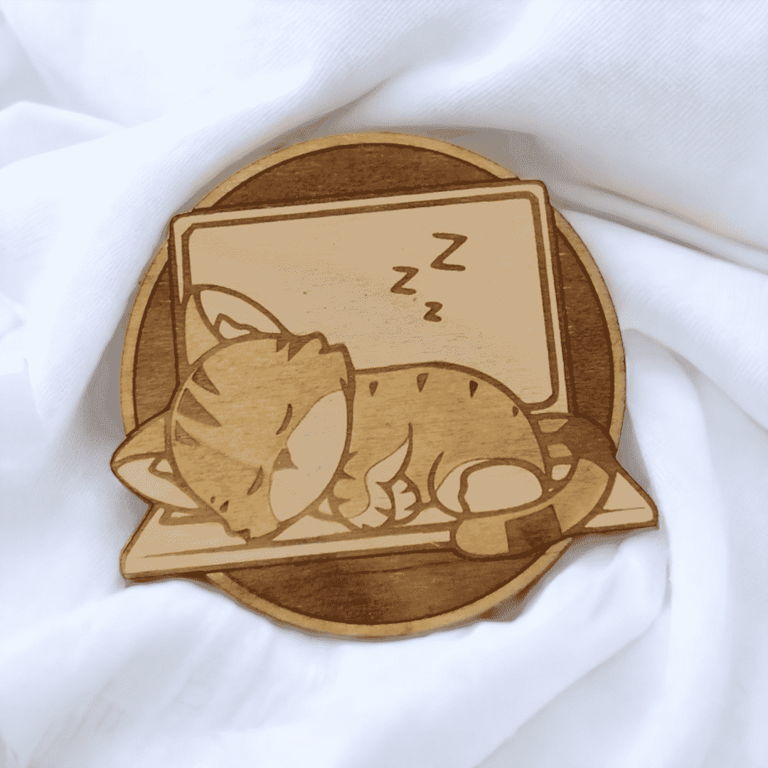 Adorable Cat-Themed Wooden Coasters Set