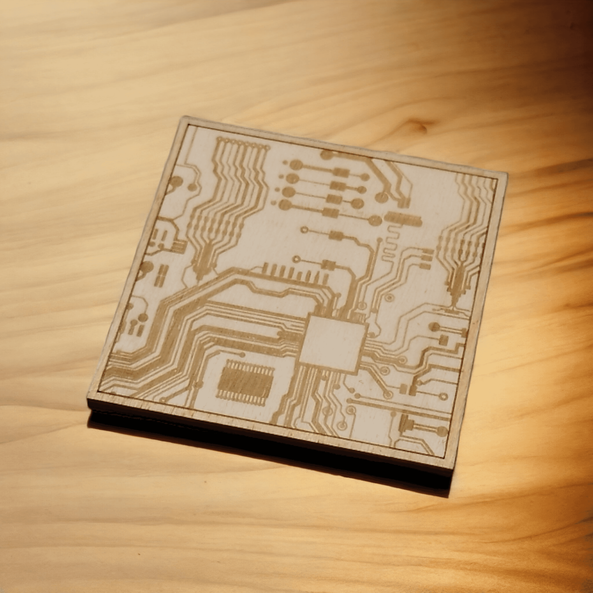 Circuit Board Wooden Coasters - Handmade Gift - Housewarming - Wood Kitchenware-4