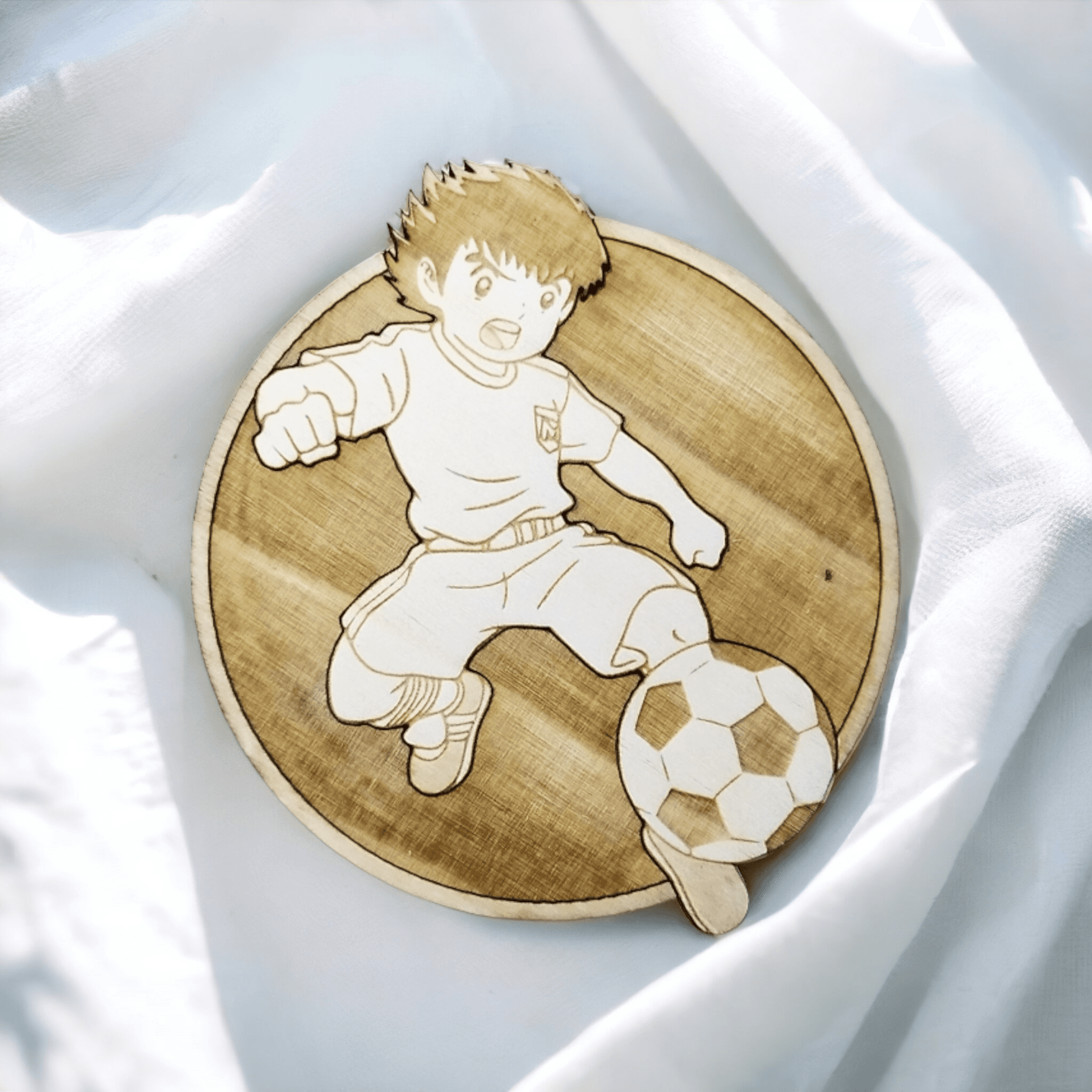 Set of 6 Captain Tsubasa Solid Wooden Coasters - Handmade Gift - Wood Kitchenware-5