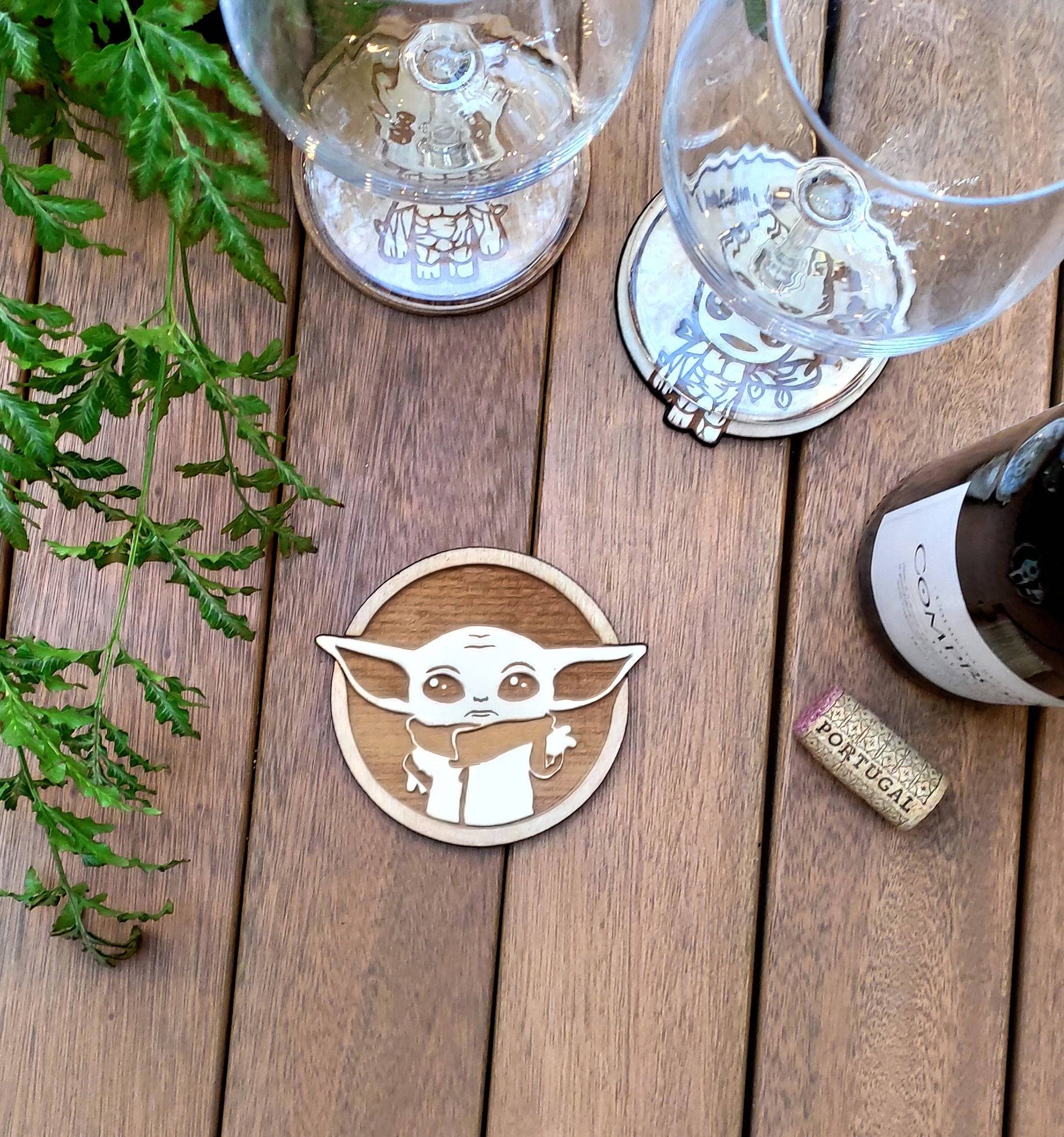 Personalized Star Wars Wooden Coaster Baby Yoda Laser Custom